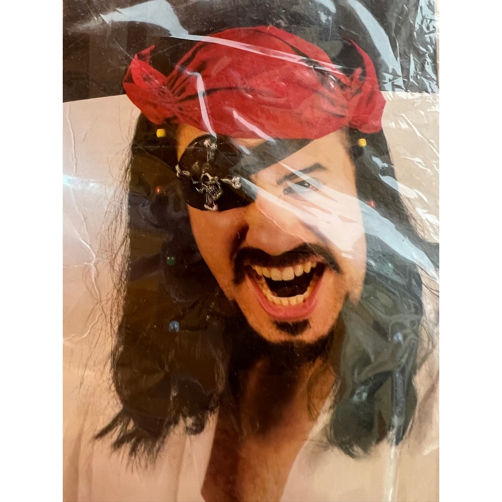 Beaded Pirate Wig OS Adult Black Red Bandana‎ Costume Accessory Cosplay New